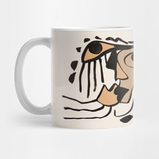 Cubist Line Art Abstract Portrait Mug